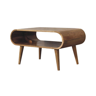 Mango Wood Coffee Table with Open Shelf, Oak Finish