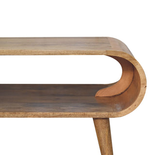 Mango Wood Coffee Table with Open Shelf, Oak Finish