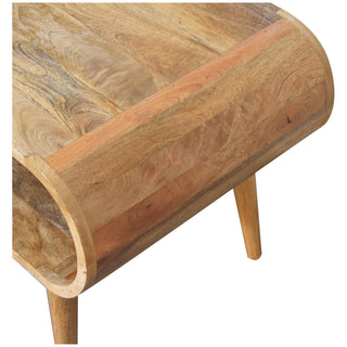 Mango Wood Coffee Table with Open Shelf, Oak Finish