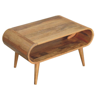 Mango Wood Coffee Table with Open Shelf, Oak Finish