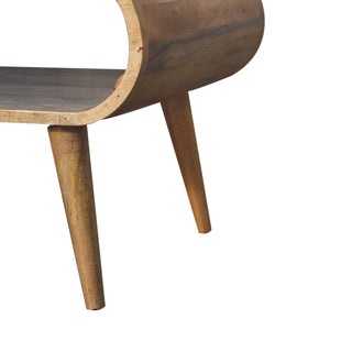 Mango Wood Coffee Table with Open Shelf, Oak Finish