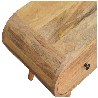 Circular Media Unit in Mango Wood – 2 Drawers, 1 Shelf, Oak Finish