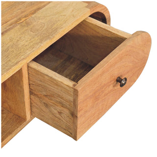 Circular Media Unit in Mango Wood – 2 Drawers, 1 Shelf, Oak Finish