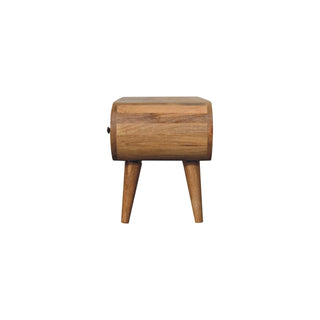 Circular Media Unit in Mango Wood – 2 Drawers, 1 Shelf, Oak Finish