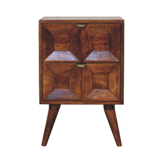 Esther Quad Wooden Bedside Table, Chestnut