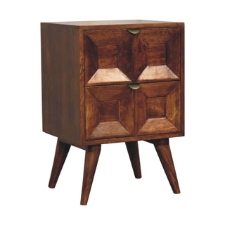 Esther Quad Wooden Bedside Table, Chestnut
