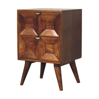 Esther Quad Wooden Bedside Table, Chestnut
