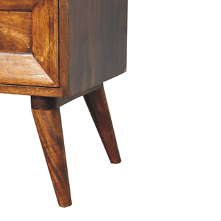 Esther Quad Wooden Bedside Table, Chestnut