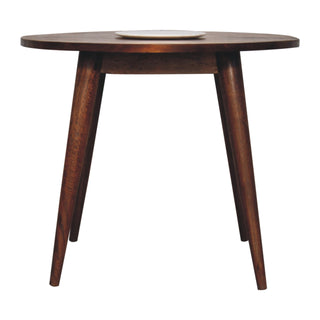 Mango Wood Large Nordic Round End Table, Chestnut Finish