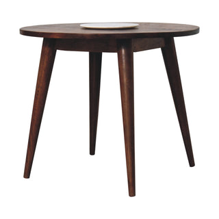 Mango Wood Large Nordic Round End Table, Chestnut Finish