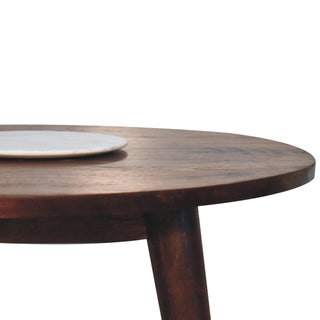 Mango Wood Large Nordic Round End Table, Chestnut Finish