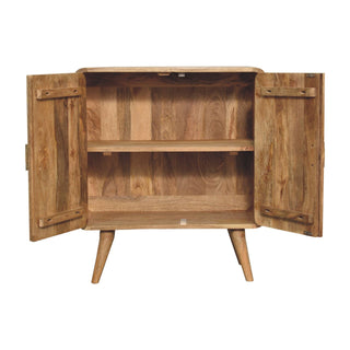 Cabinet with T-Bar Handles in Mango Wood with Oak Finish
