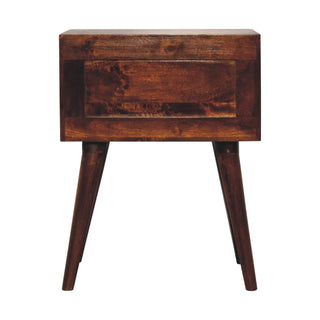 2-Drawer Wooden Bedside Table with T-Bar Handles, Chestnut Finish