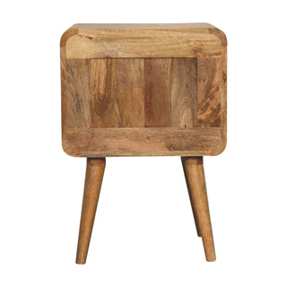 2-Drawer Mango Wood Bedside Table with T-Bar Handles, Oak Finish