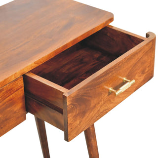 2-Drawer Mango Wood Console Table with T-Bar Handles, Chestnut Finish