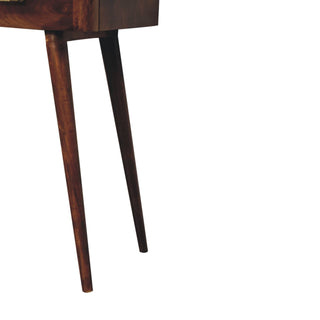 2-Drawer Mango Wood Console Table with T-Bar Handles, Chestnut Finish