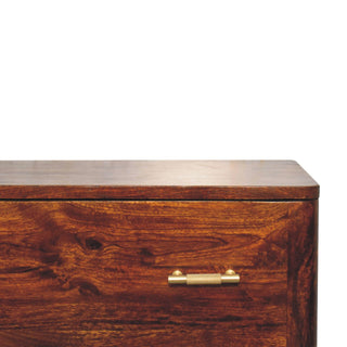 Mango Wood T-Bar Handles 3-Drawer Chest, Chestnut Finish