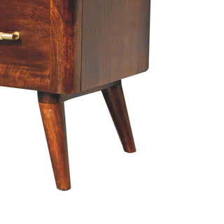 Mango Wood T-Bar Handles 3-Drawer Chest, Chestnut Finish