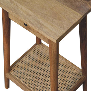 Mango Wood and Rattan Side Table