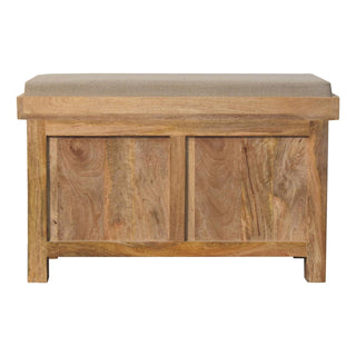 Mango Wood and Rattan Bench with Removable Basket