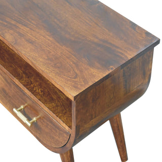 Mango Wood TV Stand with 2 Drawers and T-Bar Handles, Chestnut Finish