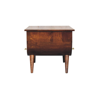 Mango Wood Coffee Table with 2 Drawers and T-Bar Handles, Chestnut Finish
