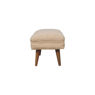Mango Wood Bouclé Puffer Bench, Cream