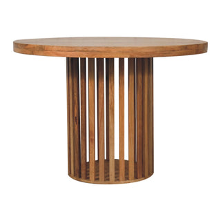 Mango Wood Slatted Round Dining Table