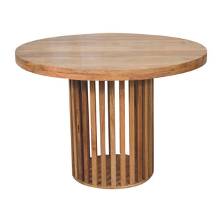 Mango Wood Slatted Round Dining Table