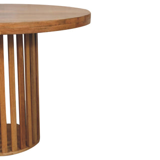 Mango Wood Slatted Round Dining Table