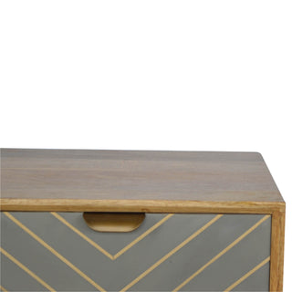 Mango Wood Bedside Table with Cement & Brass Inlay