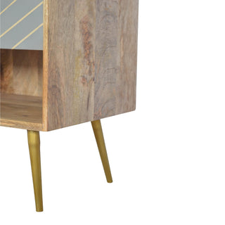 Mango Wood Bedside Table with Cement & Brass Inlay