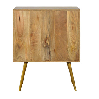 Mango Wood Bedside Table with Cement & Brass Inlay