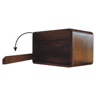 1-Drawer, 1-Shelf Rattan and Mango Wood Bedside Table, Chestnut Finish