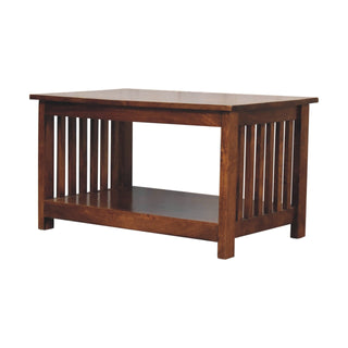 Mango Wood Slatted Coffee Table, Chestnut Finish