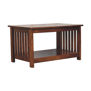 Mango Wood Slatted Coffee Table, Chestnut Finish