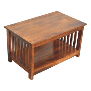 Mango Wood Slatted Coffee Table, Chestnut Finish