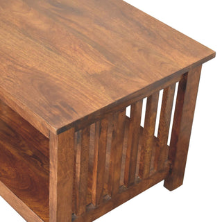 Mango Wood Slatted Coffee Table, Chestnut Finish