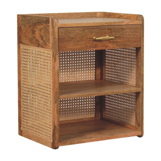 2-Shelf 1-Drawer Mango Wood Bedside Table
