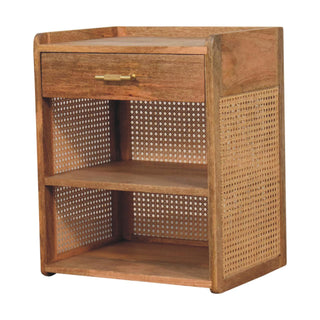 2-Shelf 1-Drawer Mango Wood Bedside Table