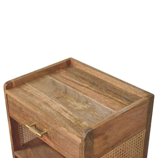 2-Shelf 1-Drawer Mango Wood Bedside Table