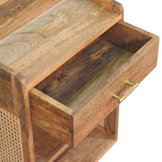 2-Shelf 1-Drawer Mango Wood Bedside Table