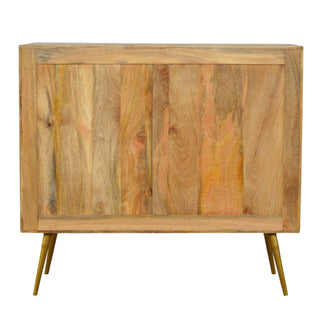 Mango Wood 3-Drawer Chest with Cement and Brass Inlay, Chestnut Finish