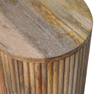 Nordic Round Mango Wood Bedside Table with 3 Drawers