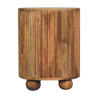 Nordic Round Mango Wood Bedside Table with 3 Drawers