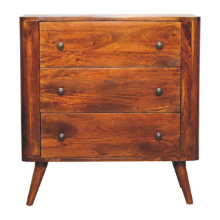Mango Wood 3-Drawer Chest, Chestnut Finish