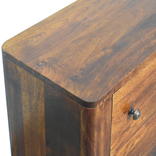 Mango Wood 3-Drawer Chest, Chestnut Finish