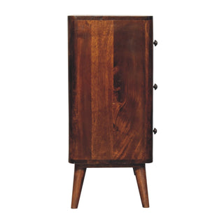 Mango Wood 3-Drawer Chest, Chestnut Finish
