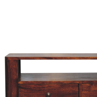 Mango Wood TV Stand with 2 Drawers, Chestnut Finish