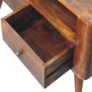 Mango Wood TV Stand with 2 Drawers, Chestnut Finish